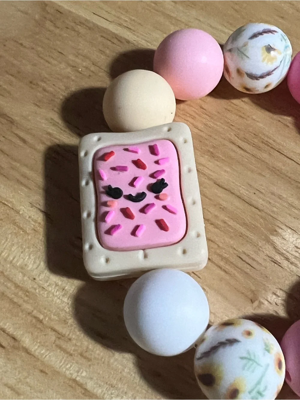 Kids Pink Sprinkle Pop Bracelet - Cute Silicone Bead Accessory B225